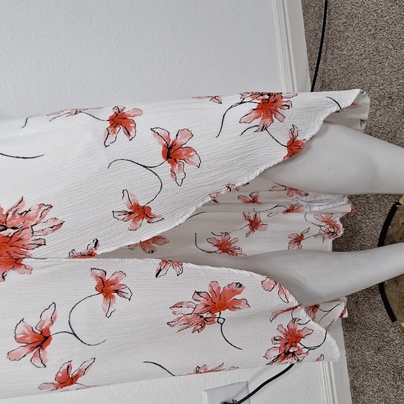 Cotton On White Red Floral Romantic V-Neck Boho High Low Wrap Maxi Dress Size S - Picture 10 of 14